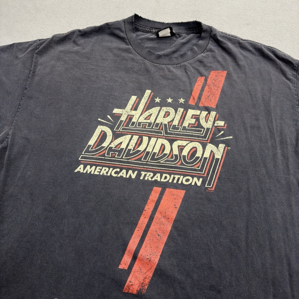 Harley Davidson Shirt 2XL American Tradition Stripe Biker Grunge Oconomowoc WI